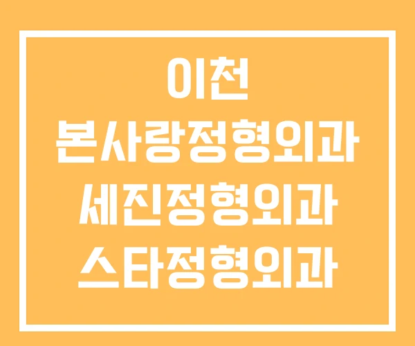 이천 본사랑정형외과 세진정형외과 스타정형외과