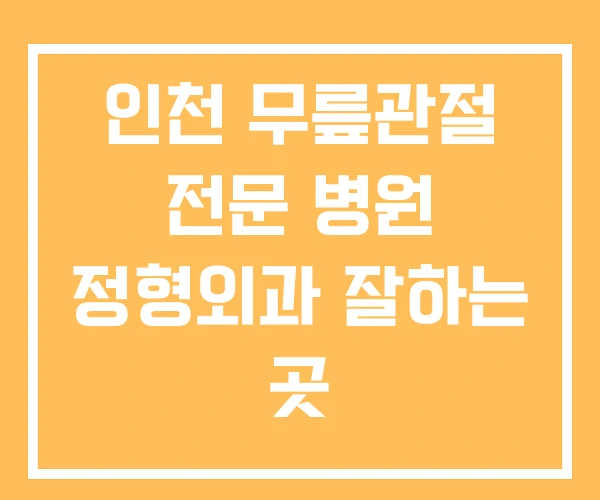인천 무릎관절 전문 병원 정형외과 잘하는 곳