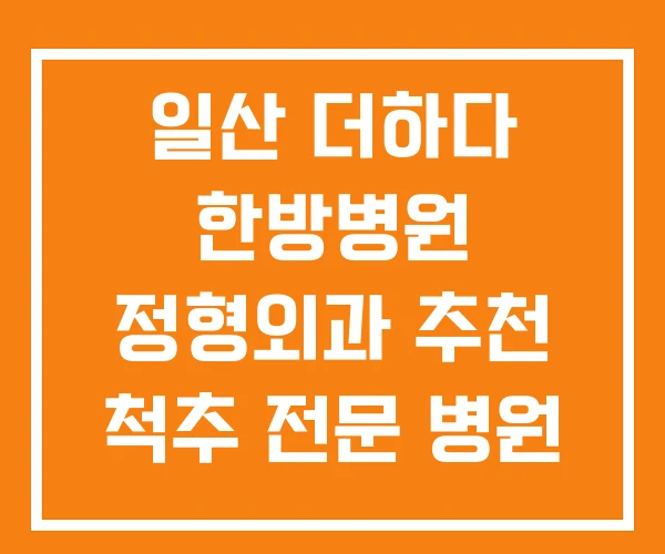 일산 더하다 한방병원 정형외과 추천 척추 전문 병원