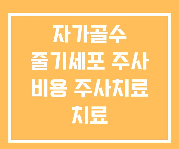 자가골수 줄기세포 주사 비용 주사치료 치료