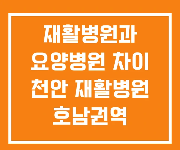 재활병원과 요양병원 차이 천안 재활병원 호남권역
