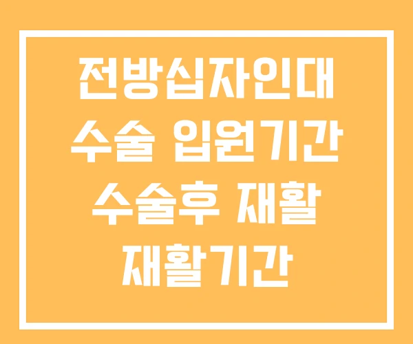 전방십자인대 수술 입원기간 수술후 재활 재활기간 전방십자인대 수술 입원기간 수술후 재활 재활기간