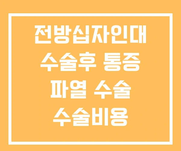 전방십자인대 수술후 통증 파열 수술 수술비용