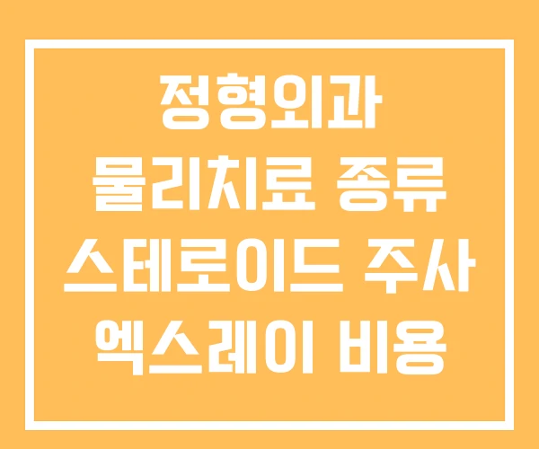 정형외과 물리치료 종류 스테로이드 주사 엑스레이 비용