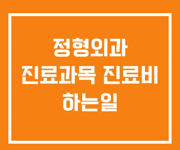 정형외과 진료과목 진료비 하는일