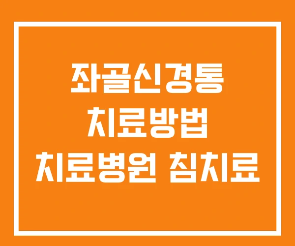 좌골신경통 치료방법 치료병원 침치료