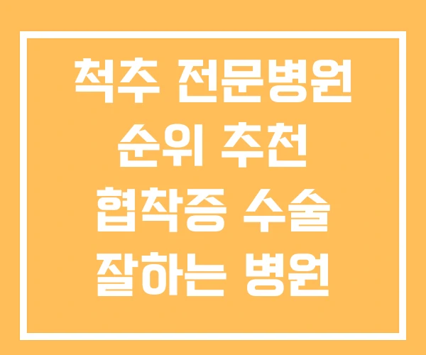 척추 전문병원 순위 추천 협착증 수술 잘하는 병원 척추 전문병원 순위 추천 협착증 수술 잘하는 병원