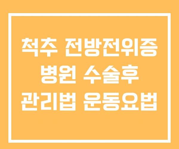 척추 전방전위증 병원 수술후 관리법 운동요법 척추 전방전위증 병원 수술후 관리법 운동요법