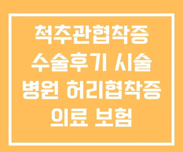 척추관협착증 수술후기 시술 병원 허리협착증 의료 보험 척추관협착증 수술후기 시술 병원 허리협착증 의료 보험