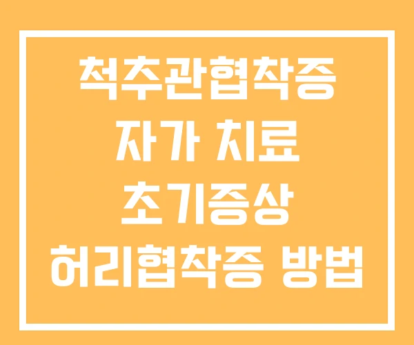 척추관협착증 자가 치료 초기증상 허리협착증 방법