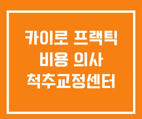 카이로 프랙틱 비용 의사 척추교정센터
