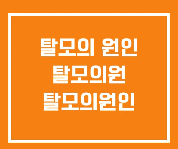 탈모의 원인 탈모의원 탈모의원인