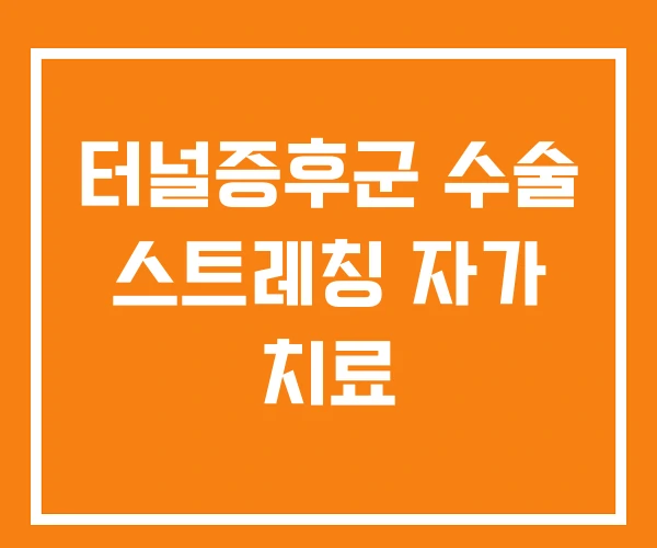 터널증후군 수술 스트레칭 자가 치료