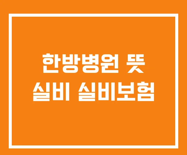 한방병원 뜻 실비 실비보험 한방병원 뜻 실비 실비보험