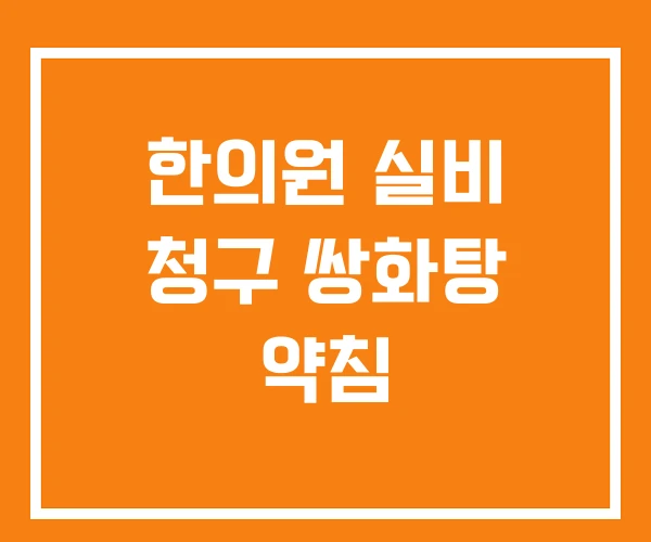 한의원 실비 청구 쌍화탕 약침