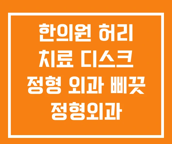 한의원 허리 치료 디스크 정형 외과 삐끗 정형외과
