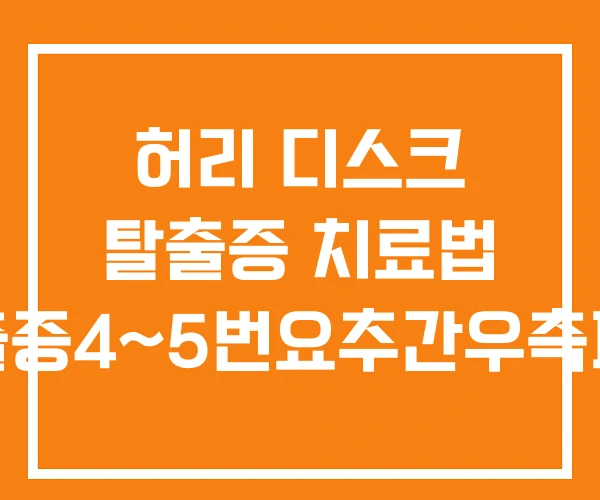 허리 디스크 탈출증 치료법 탈출증4~5번요추간우측파열 허리 디스크 탈출증 치료법 탈출증4~5번요추간우측파열