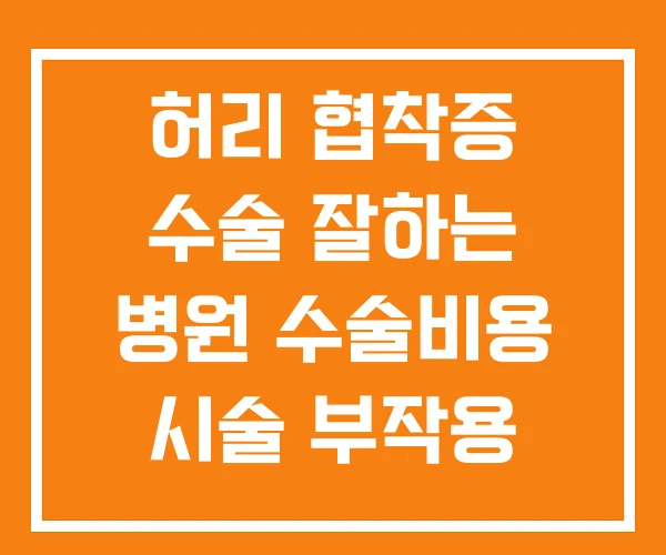 허리 협착증 수술 잘하는 병원 수술비용 시술 부작용 허리 협착증 수술 잘하는 병원 수술비용 시술 부작용